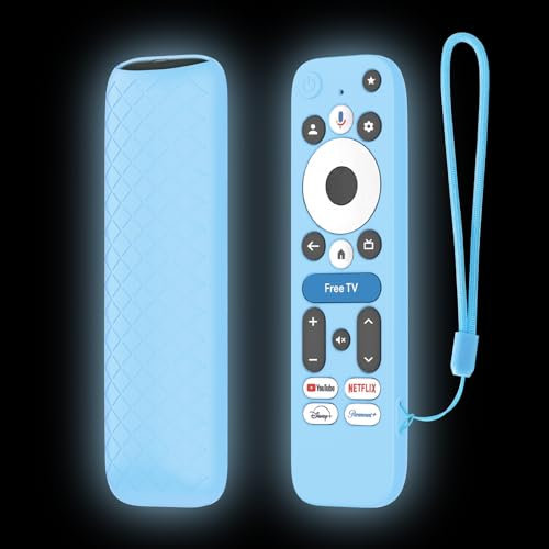 FTRONGRT Hülle Kompatibel mit 2025 onn. Google TV 4K Pro, Flexibles Silikon, Anti-Drop und Anti-Kollision, Fernbedienung Schutzhülle.Leuchtendes Blau