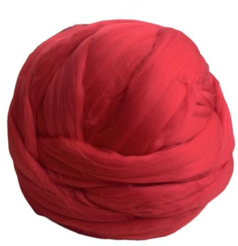 Filato di lana, rosso vivace, rotolo grande, facile per appassionati artistici e principianti, fibra acrilica, filato super voluminoso tessuto a mano, infeltrimento ad ago e iniziative di