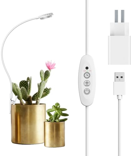 SANSI Lampe Horticole LED 4.5W à Pince, Spectre Complet, 1Pack | 4 Niveaux D'Intensité, 3/6/12H, Pour Pots, Idéale Plantes Grasses Et Petites Plantes, EU Adaptateur