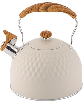 Gihioue | Hervidor de agua silbante para estufa – Hervidor de agua de acero inoxidable 2,5 L olla para inducción cocina hogar viaje