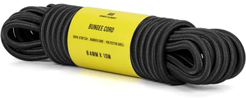 Manco Element Gummiseil 4mm x 10m Gummischnur Expanderseil Gummiband | Schwarz, Planenseil, Spanngummi, Gummi & Polyester, 100% Dehnung, für Plane, Anhänger, Sonnensegel, Zelte, Camping, Spule