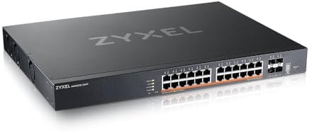 Zyxel Netzwerk Switch 24 Port | L3 Access | 10G PoE | XMG2230-28HP | 24x 2.5G PoE RJ-45 + 4x 10G SFP+ Ports, PoE-Budget 700W AC/1440W DC, Flexible Stromversorgung, Rackmontage Kit