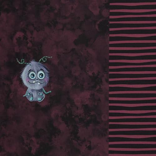 French Terry Panels & Kombistoffe MONSTER MOODS - jeansblau und beere - by Mrs Mint Design - Ökotex - ab 50cm - für Baby- und Kinderkleidung (Panel, beere)