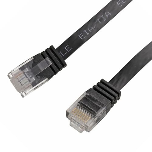 kenable Flat Cat6 Ethernet Cable Low Profile Gigabit Network Patch Lead RJ45 Full Copper 1000Mbps 0.15m 15cm Black