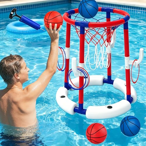 CHENBOOW Baloncesto Flotante para Piscinas,Juguetes de Baloncesto para Piscina,Baloncesto de Flotador Hinchable,Canasta de Baloncesto para Piscina,Juguete acuático,para Piscinas de Verano y Playa