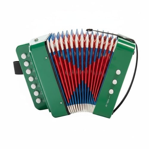 ZYIHNIRB Kinderakkordeon Musikspielzeug Lehrinstrument Miniakkordeon Lernspielzeug mit Sieben Tasten aus Robustem für Vorschulkinder Zuhause Schule , Grün