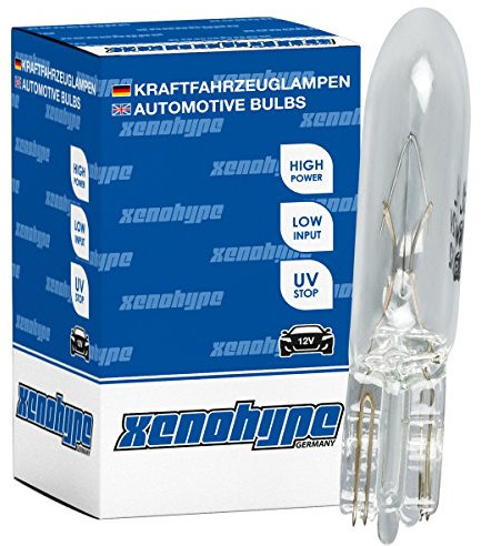 XENOHYPE 10x Premium Glassockellampe T5 W2x4.6d 12V 1,2 Watt W1,2W