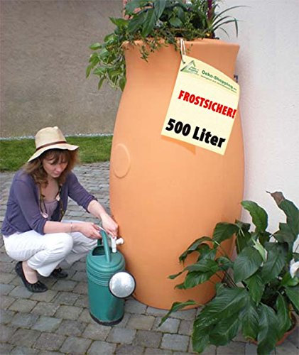 Regentonne Regenfass Wasserfass Regenfass Regenwassertonne Maja Amphore - die Klassische Form und Zeitlose Eleganz! mit Deckel als dekorative Pflanzschale (Terra-kotta, 500L)