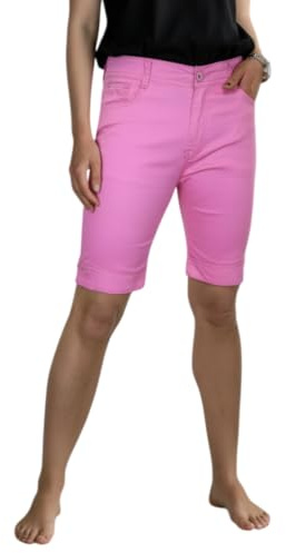 icecoolfashion Women's Above Knee Chino Bermuda Shorts Slim Fit | Ladies Stretch Cotton Chino Shorts, Above Knee Length, Cotton Blend, Summer