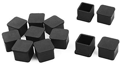 SpeedDa Lot de 12 Housses de Pieds carrés en Caoutchouc de 2,5 cm pour Pieds de Meubles, Tables, chaises, Pieds de Chaise, Protection de Sol en Bois, 2,5 x 2,5 cm, Noir