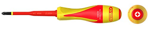 KS Tools 922.6225 - Tournevis PHILLIPS®, PH2 - Bi-matière isolé 1000V - Pour borniers électriques - En acier S2 - Pointe brunie