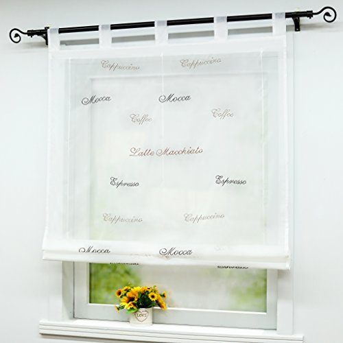 Joyswahl Raffrollo Café Voile Raffgardinen mit Schlaufen Laura Schlaufenrollo BxH 80x140cm Weiß 1er Pack