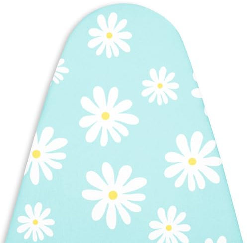 Encasa XO Ironing Board Covers and pad 125x46 cm- Thick 3mm Felt Padding, Drawstring Tightening & Lock, Heat Reflective, Scorch & Stain Resistant, for Wide Ironing Board - Daisy Blue