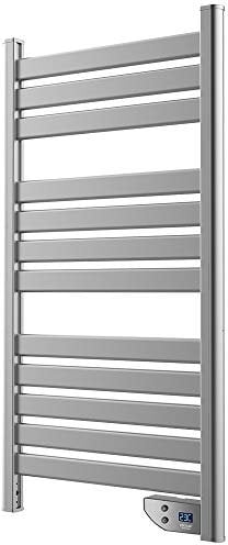Cecotec Radiador Toallero Eléctrico Bajo Consumo Ready Warm 9050 Twin Towel INOX. Seca Toallas de 500 W, IP24 2 Modos, Temporizador, Pantalla LED, Kit de instalación, Gris Oscuro