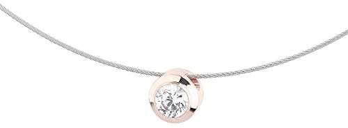 Ernstes Design Halskette Anhänger K733 Edelstahl mit Zirkonia rotvergoldet rose