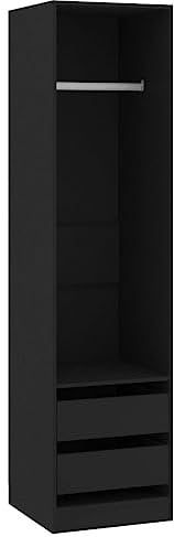 vidaXL Garde-Robe, Armoire de Rangement, Organisateur de Chambre à Coucher, Meuble de Rangement Maison Intérieur, avec Tiroirs Noir Bois d’Ingénierie