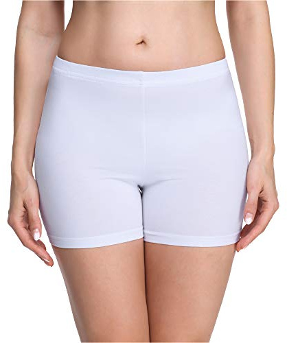 Merry Style Damen Shorts Radlerhose Unterhose Hotpants Kurze Hose Boxershorts aus Viskose MS10-283(Weiß,4XL)