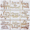 VETPW 9 Stück Inspirierende Worte Stencil Schablonen Zeichnen Set, Kunststoff Wiederzuverwendend Zeichenschablonen Vorlagen Planer Schablonen für Fußböden, Fenster, Möbel, Holz, Wanddeko, 20x20CM