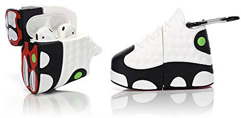 TAOCHEN Silikon Schutzhülle Hülle Kompatibel mit AirPods 2 & 1 - Cute Lustig Funny Ladecase Case [Sportschuh Serie] (Schwarz-Weiß-Turnschuhe)