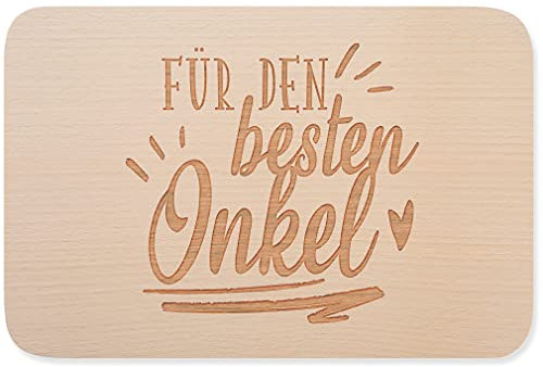 JUNIWORDS Frühstücksbrettchen, Für den besten Onkel, Holzbrett Frühstücksbrett Holzbrettchen