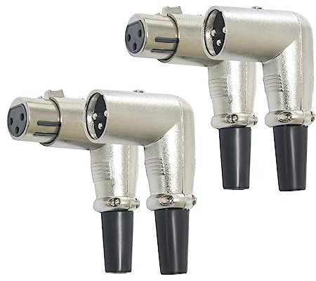 4 Packs 3 Pin Right Angle XLR Connector Dmx Cable 90 Degree XLR Female Male Adapter, XLR Panel Mount Connector XLR Microphone Cable, Cannon Plug for Stage Light or Dj Mixer Cable