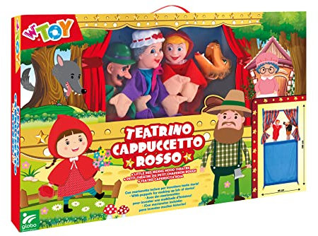 W'TOY 40743 Rotkäppchen Cappuccetto Rosso Theater mit 4 Stoffpuppen, Mehrfarbig