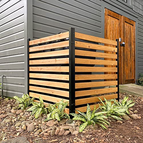 Enclo, EC18009, Biombo de privacidad de madera de cedro Charleston de 106 cm de alto x 97 cm de ancho (2 paneles), biombo de privacidad ideal para exteriores, recinto para equipo de piscina, basura y