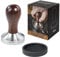 USEAMIE Kaffeestampfer Espressopresse mit Tampermatte, 304 Edelstahl, flacher Boden, Holzgriff für Kaffeesatz, Barista, Espressomaschinen, Zubehör (53 mm)