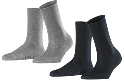 FALKE Damen Active Breeze 2-Pack Socken atmungsaktives nachhaltiges Lyocell kühlend frisches Fußklima einfarbig verstärkte Damensocken mit druckfreiem Rollbund Business Alltag Multipack 2 Paar