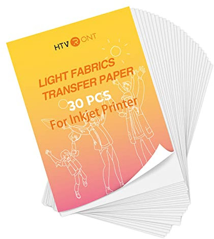 HTVRONT Wärmetransferpapier für helle T-Shirts, bedruckbar, Wärmetransfer-Vinyl für Tintenstrahldrucker, einfach zu bedienen, zum Aufbügeln auf Transferpapier, lebendige Farbe, langlebig und weich