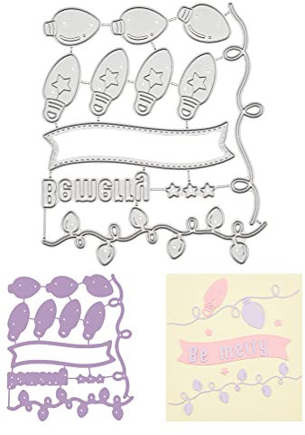 BENECREAT Metall-Stanzformen Mit Lichterkette, 12x10cm Party-Thema Prägeschablone für Kartenherstellung, Scrapbooking, Papierhandwerk (0.8mm Dick)