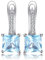 JewelryPalace Prinzessschliff 1.4ct Echt Blau Topas Ohrringe Silber 925 Damen, Blautopas Schmuck Set, Ohrringe Silber Quadrat Edelstein Mädchen, Creolen Ohrstecker Silber mit Stein Frauen Geschenk