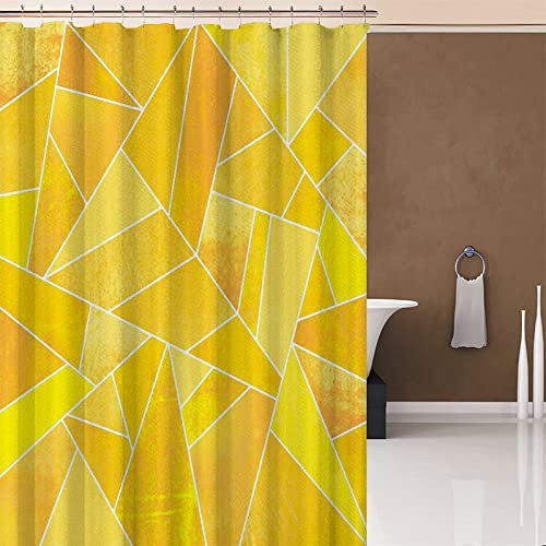 Rideau De Douche 180X220 Jaune Moutarde Rideaux de Douche Anti Moisissure,Rideau Douche Polyester Tissu Impermeable,Rideau de Douche Lavable,Rideau Baignoire avec 12 Crochets
