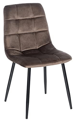 CLP Chaise De Salle A Manger Antibes en Velours I Chaise avec Surface D'assise Matelassée Pieds en Metal I Charge Max.150 Kg, Couleur:Marron