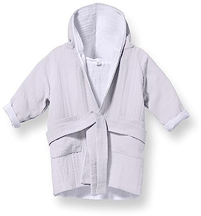 Mababu Bademantel Kinder mit Kapuze 3-4 Jahre | 100% Bio-Baumwolle GOTS Zertifiziert | Bademantel Baby I Premium Musselin Kinderbademantel für Mädchen & Jungen | Maschinenwaschbar & Trocknergeeignet |