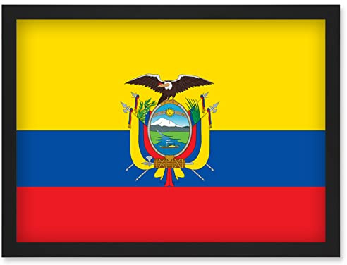 Artery8 Ecuador National Flag Patriotic Vexillology World Flags Country Region Poster Artwork Framed Wall Art Print A4