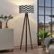 lux.pro Stehlampe Newport 1-flammig Tripod Lampe für Wohnzimmer 140 cm hoch Stehleuchte Standleuchte für innen mit Stoffschirm Schwarz/Weiß
