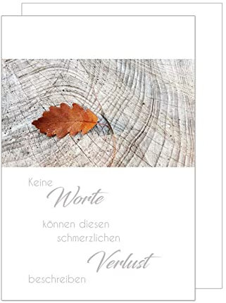 Edition Seidel Premium Trauerkarte mit Umschlag. Beileidskarte Trauer Karte mit Spruch keine Worte Blatt Baumstamm herzliches Beileid Abschied Teilnahme Mitgefühl (T1025 SW023)