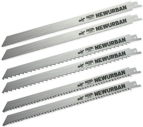NEWURBAN Paquet de 6 Lames de Scie Alternative en Acier Inoxydable pour la Coupe de Nourriture d'Os de Viande Congelée 12 po (300 mm) / 3TPI - 2 pièces / 8TPI - 2 pièces / 10TPI - 2 pièces
