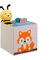 Relaxdays Aufbewahrungsbox Kinder, Fuchs, HxBxT 33 x 33 x 33cm, Stoffbox, faltbar, Spielkiste Kinderzimmer, beige/orange, Vlies, Pappe, Polyester