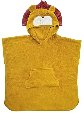 kikadu Poncho Löwe - Kinderhandtuch mit Tiergesicht aus 100% GOTS-zertifizierter Bio-Baumwolle