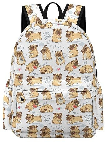 OTRAHCSD Rucksack, Mops-Rucksack, lässiger Tagesrucksack für Outdoor, Sport, Reisen, Mops, 42x30x15cm