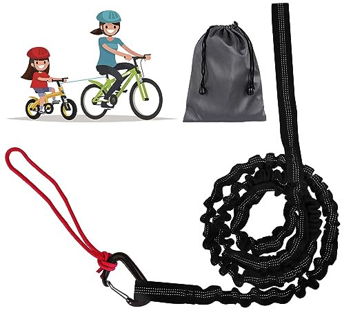 URAQT Abschleppseil Fahrrad Kinder,3 Meter Abschleppseil Kinder Selbsteinziehend Tragfähigkeit 500 lbs Elastisch Recovery Tow Strap Abschleppgurt für Kinder Fahrrad MTB Mountainbike Schwarz