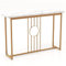 COSTWAY 120cm Console Table, Modern Faux Marble Slim Entryway Table Sofa Side Tables, Golden Metal Frame Long Narrow Couch Accent Table for Hallway, Foyer and Living Room (White + Gold)