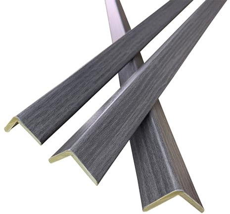 3 protectores de esquina de pared de 45 pulgadas para pared, borde de pared de grano de madera gris, moldura de corona, marcos de puerta y ventana, espejo contra salpicaduras, borde de azulejos