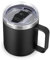 Volhoply - Tasse à café isolée en acier inoxydable de 14 oz avec couvercle anti-fuite, Tasse à café de voyage avec double isolation et poignée, Tasses isolées en métal, Tasses de camping (noir, 1)