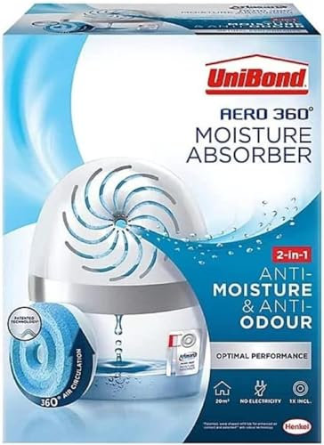 UniBond AERO 360º Pure Moisture Absorber | Ultra-Absorbent Dehumidifier, Helps to Prevent Condensation, Mould & Musty Smells, Refillable Condensation Absorber (1 Device + 1 Refiils) (1 Pack)