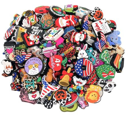 100Pcs Silicone Focal Beads Bulk, Different Random Mix Collections Teacher Character Valentines Easter Focal Beads for Pens Keychains DIY Jewelry Making