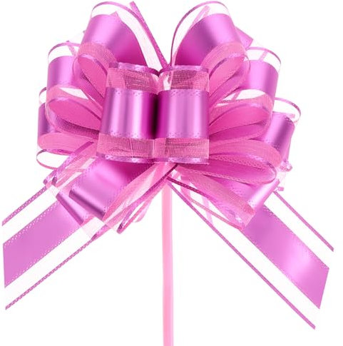 Jeffdad 10 Stück Große Geschenkschleife, 18 cm Ziehschleife Geschenk Schleife mit Geschenkbänder Dekoschleifen für Basteln Verpacken Hochzeit Geburtstag Geschenkverpackung(Rosa)