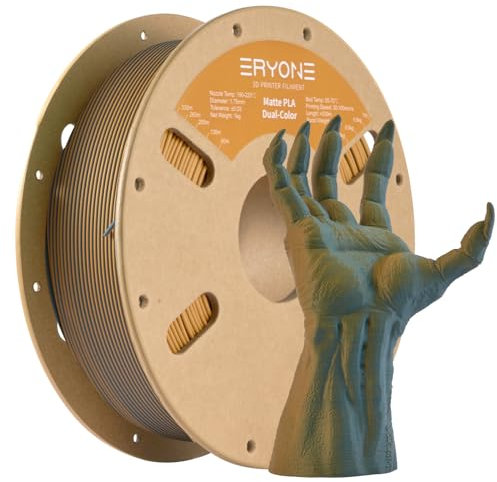 ERYONE Matte PLA 3D Drucker Filament 1.75mm, Dual Matte PLA Filament, Maßgenauigkeit +/- 0.03 mm, 1 kg 1 Spule,Matte Zweifarbig PLA, Staubiges Blau & Senfgelb